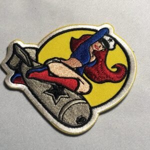 Sexy Girl Riding Bomb Pinup Bomber embroidery Army Patch Morale Airsoft Tactical Uniform Badge Bag Vest Airsoft meme funny badge black