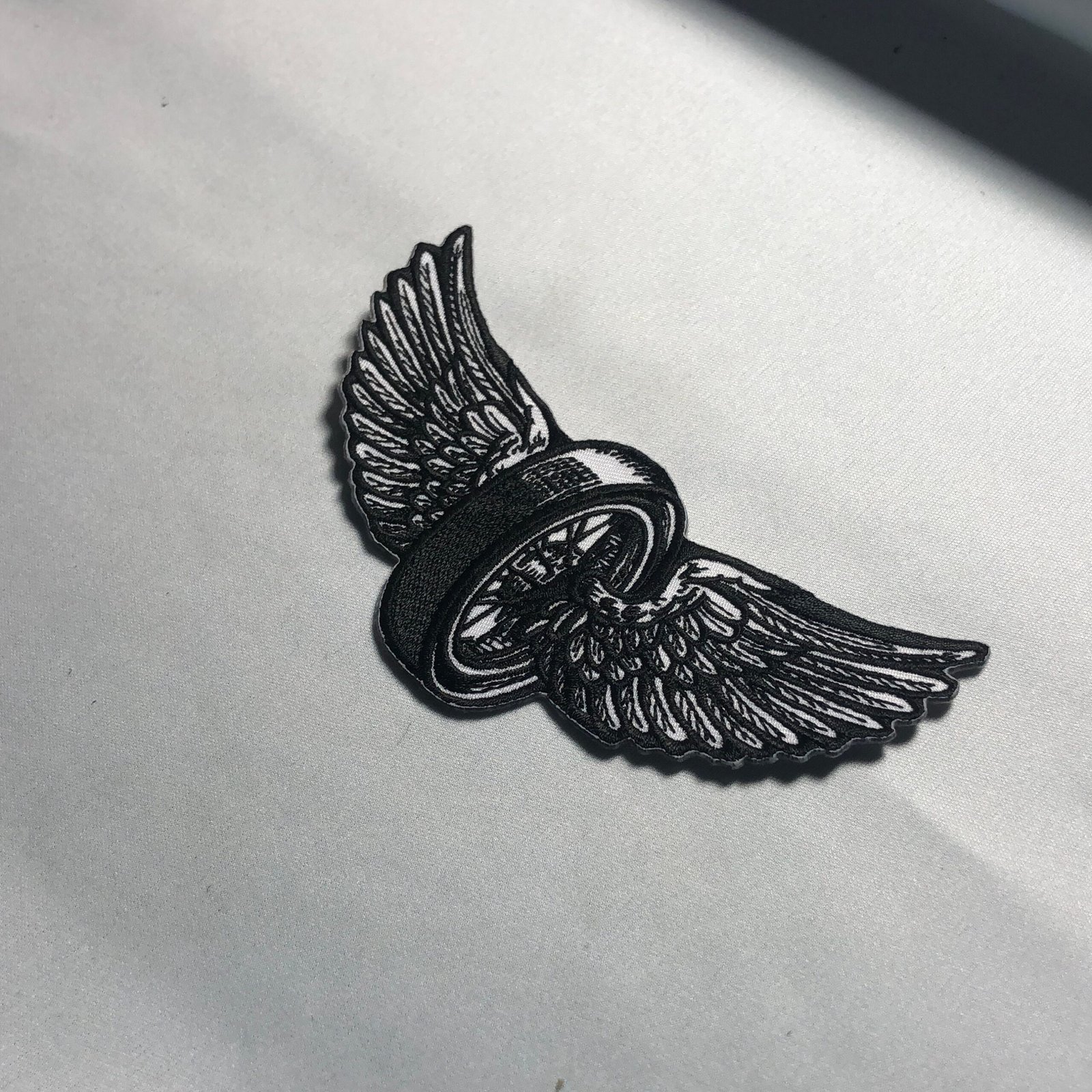 FLYING WHEEL WINGS Iron-On Patch - Biker Motorcycle Leather Vest - Tire Embroidery Morale - Bike Freedom Orange - Image 3