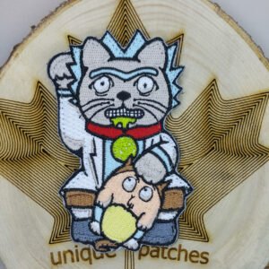 Lucky Cat Maneki Neko Mashup embroidery patch morale Comics hook loop cartoon American dark Humor funny Sanches mad scientist