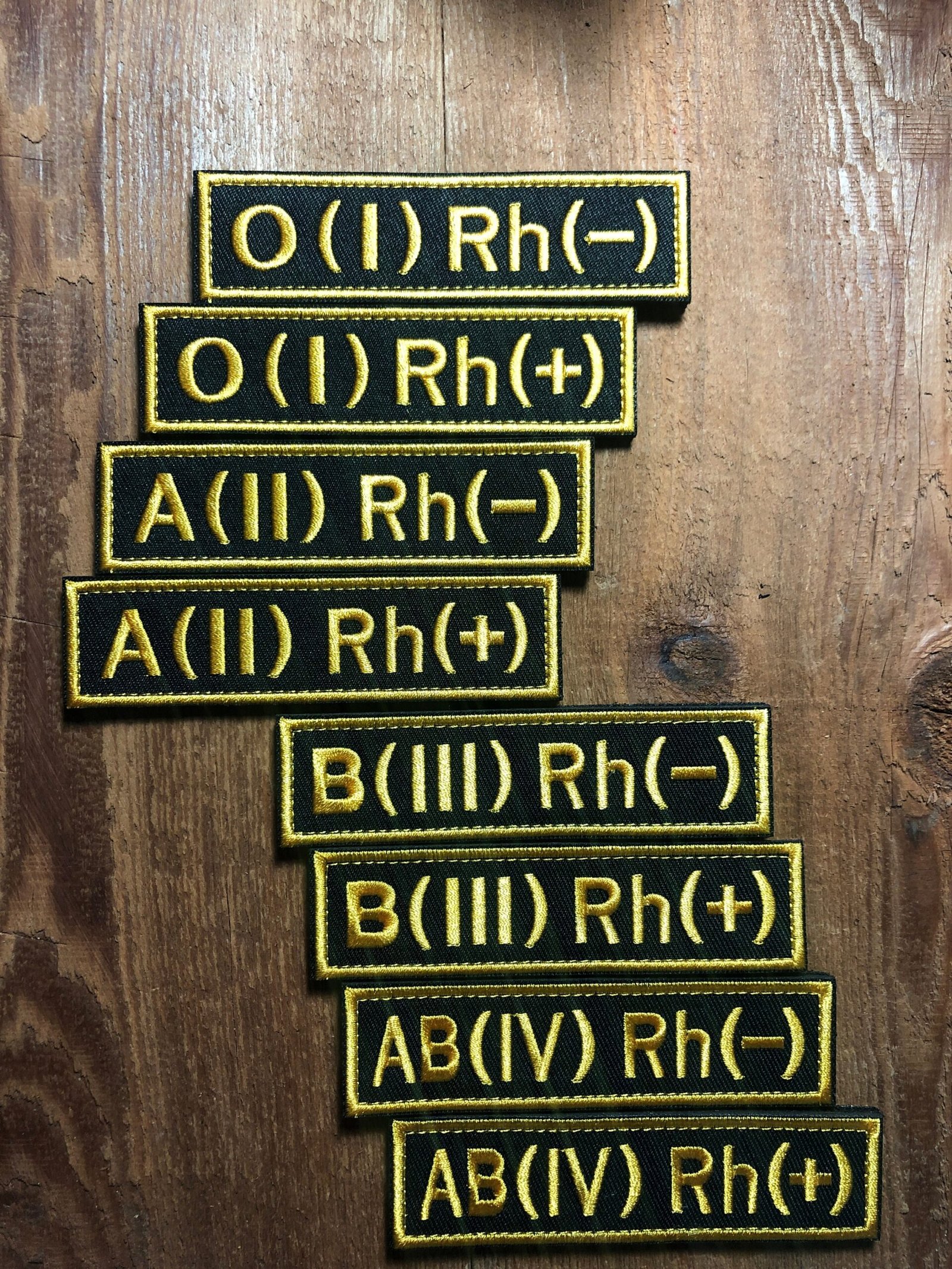 NULL O A B AB  Blood type group tab Patch morale Tactical Yellow black Positive or Negative Armor plate  RH + – Plus minus ifak solder
