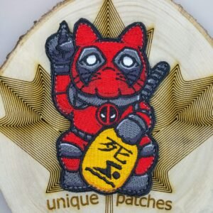 Lucky Cat Maneki Neko Mashup embroidery patch morale Comics hook loop superhero x-man chimichanga mutant funny cat pussy kitten