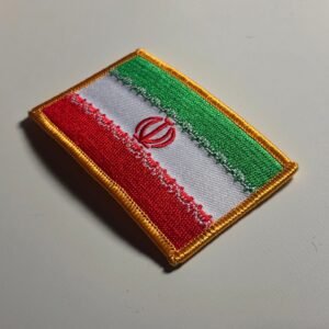 The national flag of the Islamic Republic of Iran Persian: پرچم ایران iron on patch morale takbir Allah Kufic script Jomhuri-ye Eslâmi-ye