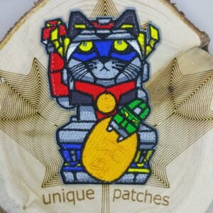 Lucky Cat Maneki Neko Mashup embroidery patch morale hook loop movie Robot
