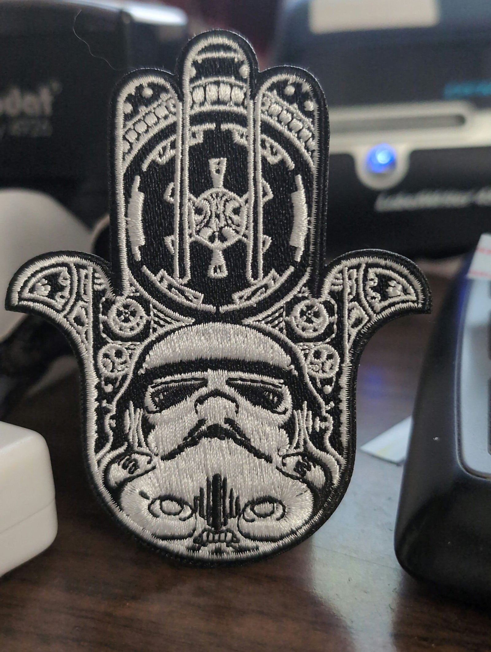 HAMSA TROOPER Mashup embroidery patch morale hook loop Stormtrooper Unity and Protection tattoo Middle east hand of God Star wars imperial
