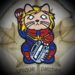 CAPTAIN MARVEL Lucky Cat Maneki Neko Mashup embroidery patch morale Comics hook loop super hero Avengers Air Force Avengers shield infinity
