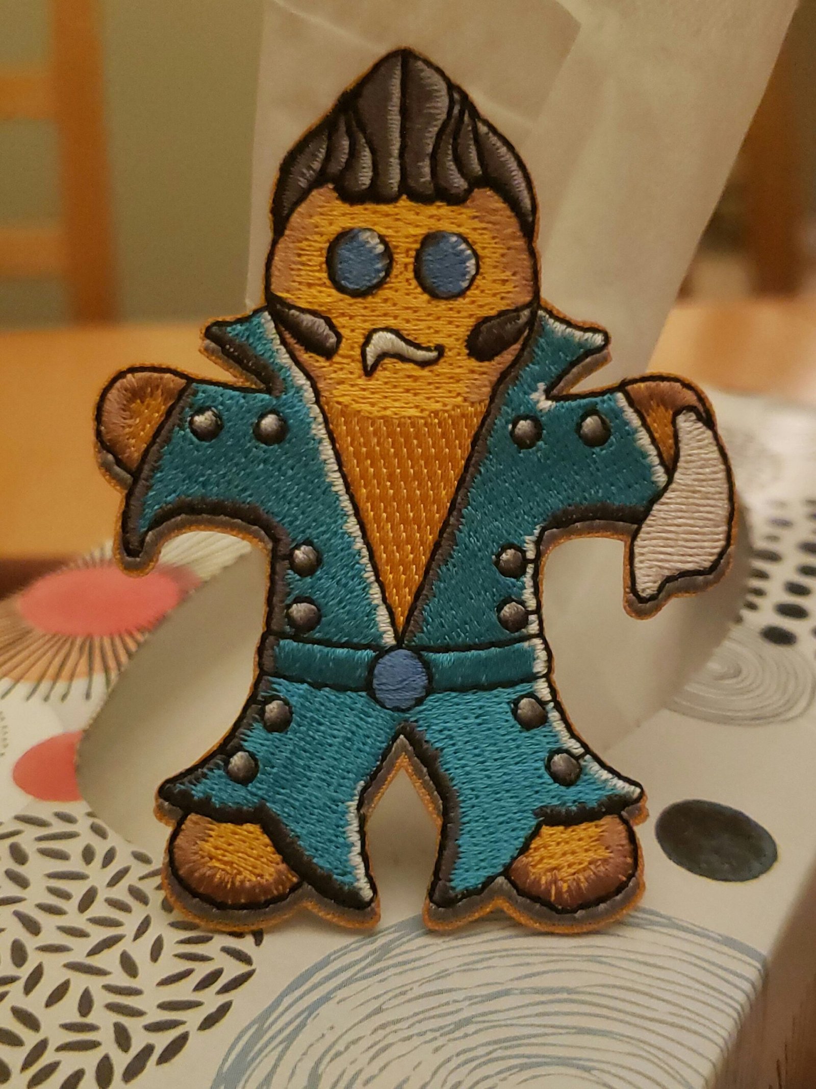 Elvis Gingerbread Man Mashup Embroidery Patch – Rock and Roll Morale Patch