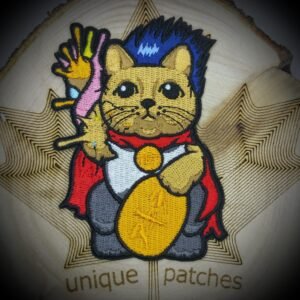 Lucky Cat Maneki Neko Mashup embroidery patch morale hook loop manga biker gang pill good for health Japan Kaneda SHIMA