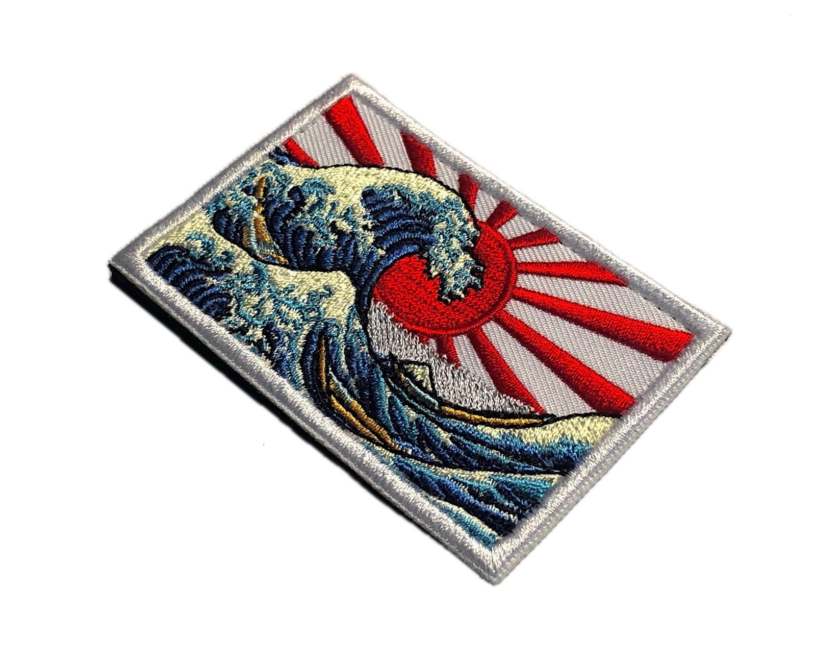 The GREAT WAVE off KANAGAWA Morale Patch - Japanese Emblem - The Wave Art of Tsunamis, Hurricanes - Nippon Hokusai Dekai Japanese Sun