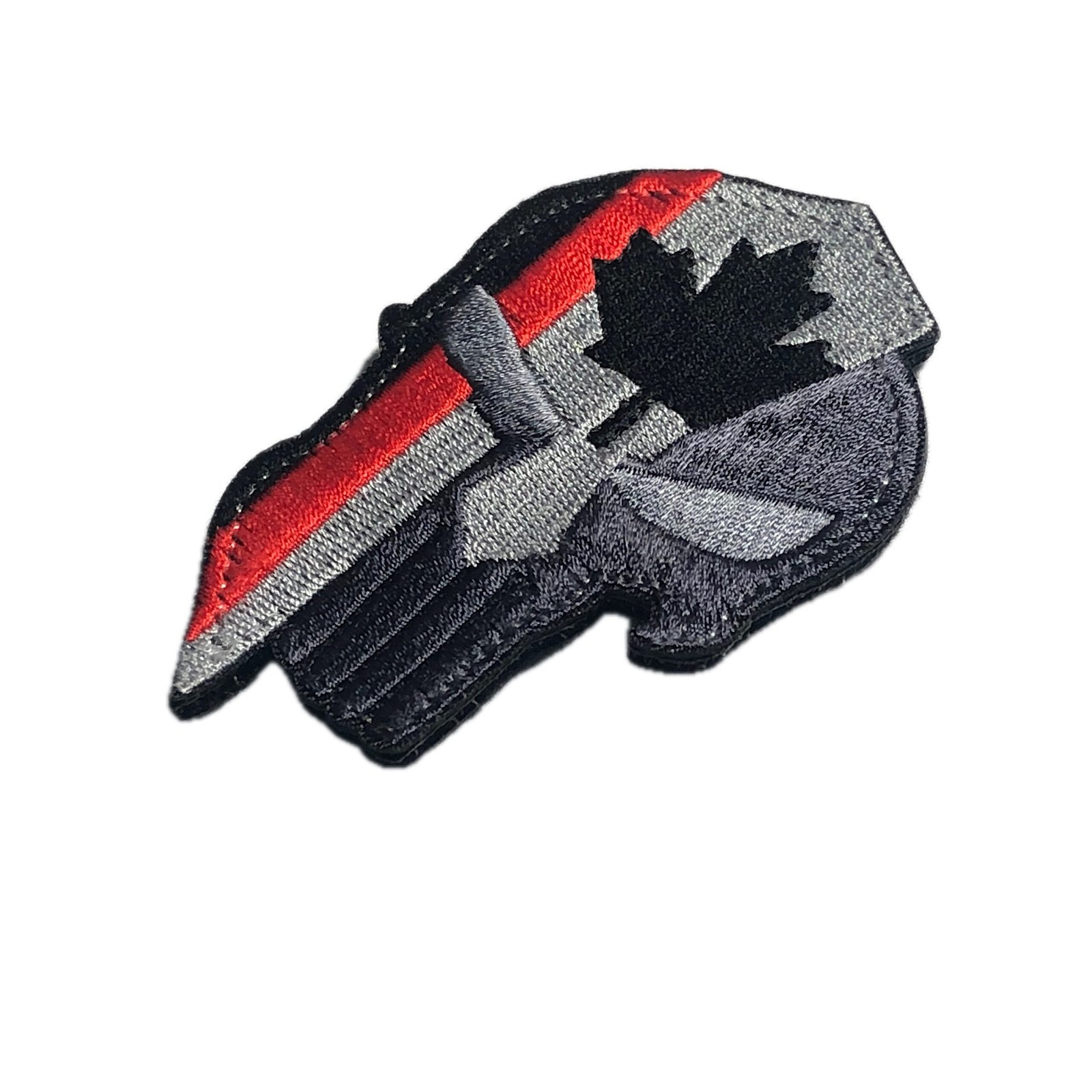 Canadian SKULL Spartan Punishe Helmet Flag Tactical Patch Morale Police Army Roman Maple Red Firefighter Medic Paramedic Subdued mean eye