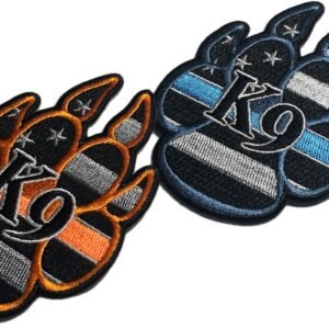 Blue line Orange SAR K9 Dog Paw Canine GSD  Swat Cut Patch Usa Flag Morale Police America Law Enforcement Cop Order Uniform Tactical bag