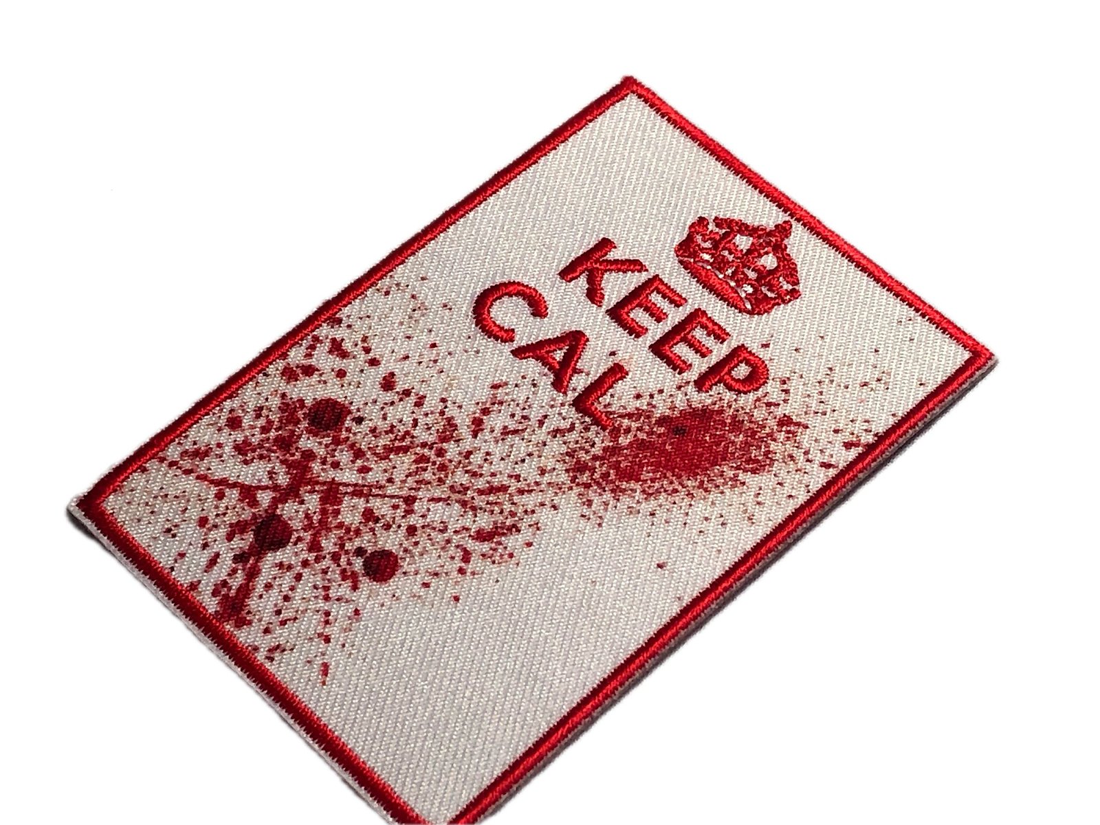 KEEP CALM Morale tactical Patch: Boost Morale with Splattered Blood Stains, Motivational Poster WW2 British Carry On Army Medic Bag Ifak