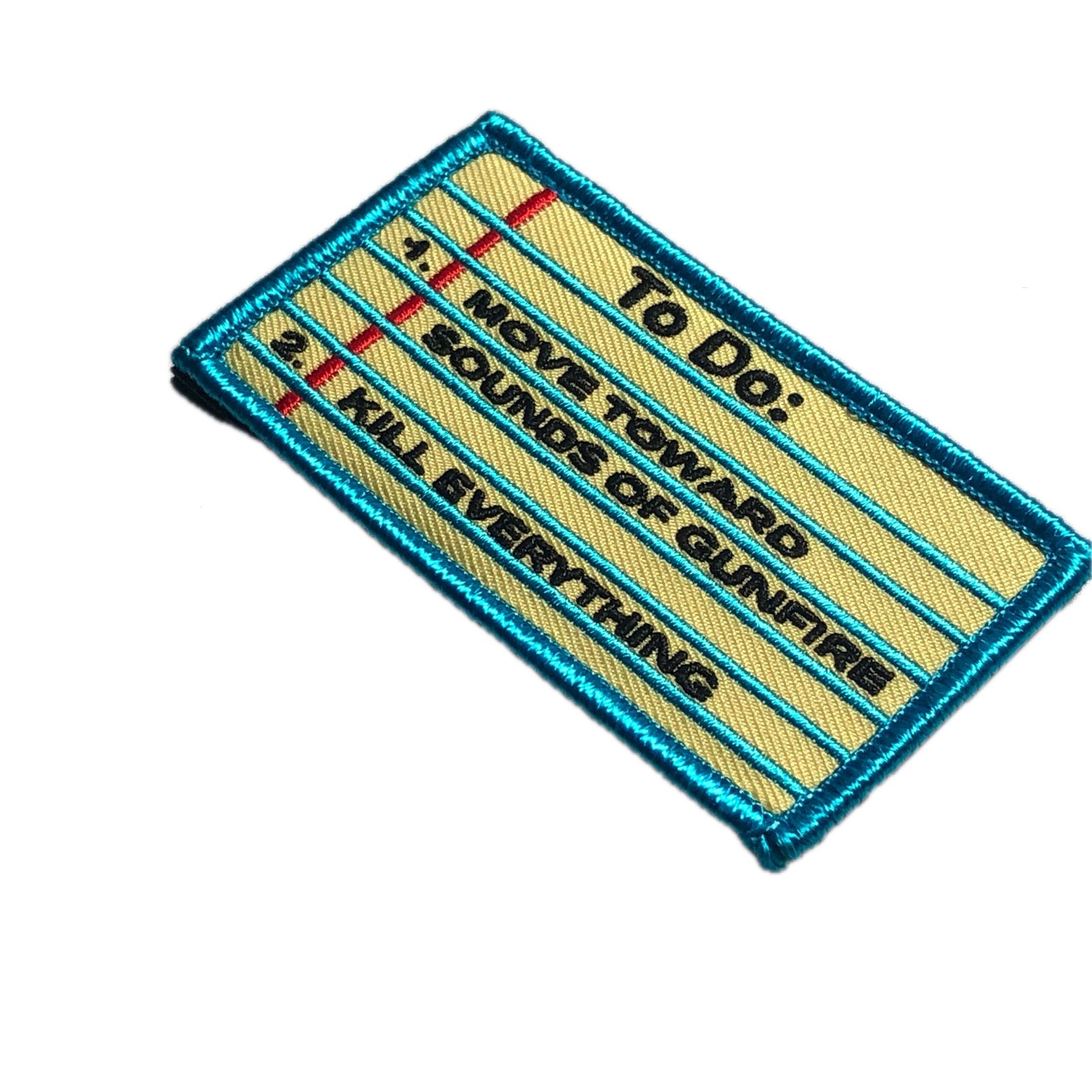TO DO LIST Patch Morale Tactical Move Toward Sounds of Gunfire 2. Kill Everything Army Badge Note paper Yellow Tactical Novelty Funny