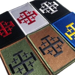 JERUSALEM CROSS Flag Patch Morale Five-fold Cross and Crosslets Heraldic Christian emblem coat of arms Jerusalem Ancient symbol Greek