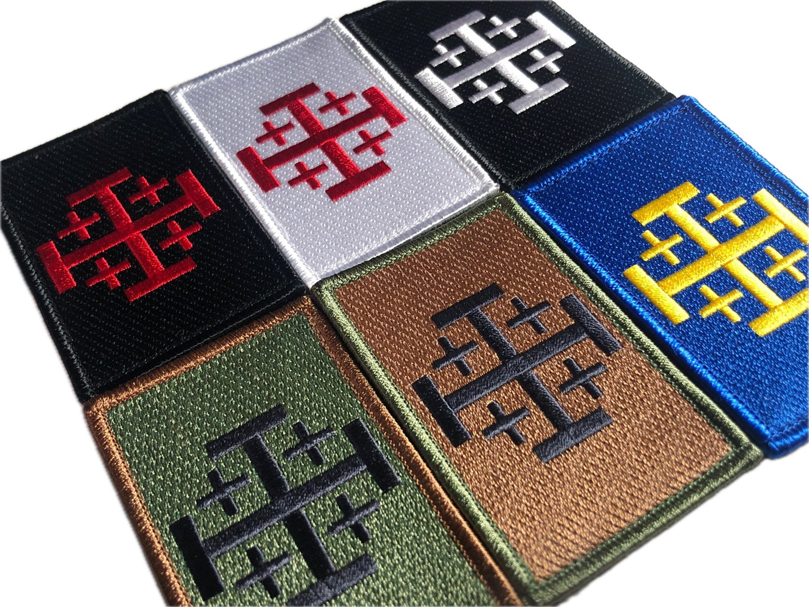 JERUSALEM CROSS Flag Patch Morale Five-fold Cross and Crosslets Heraldic Christian emblem coat of arms Jerusalem Ancient symbol Greek