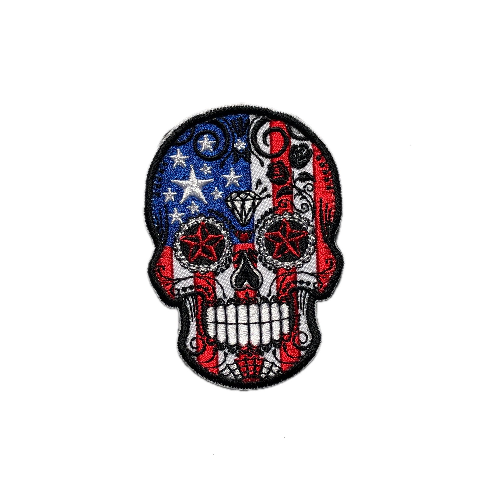 USA SUGAR SKULL American Patch Morale Biker Backpack Mask Bike Mean Calavera Death All Souls Day Mexico Dia De los Muertos Motorcycle