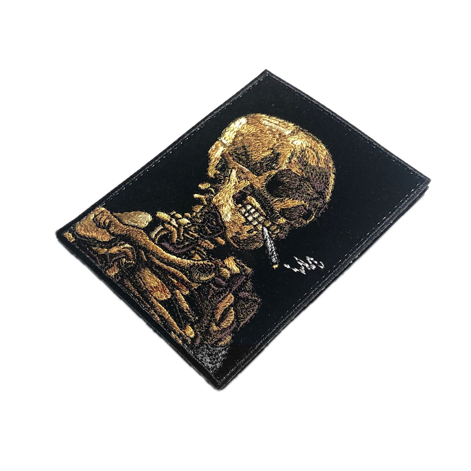 Van Gogh Skull Embroidered Patch: Artistic Morale Emblem, Skeleton with Burning Cigarette - Inspired by Dutch Painter's Timeless Vision