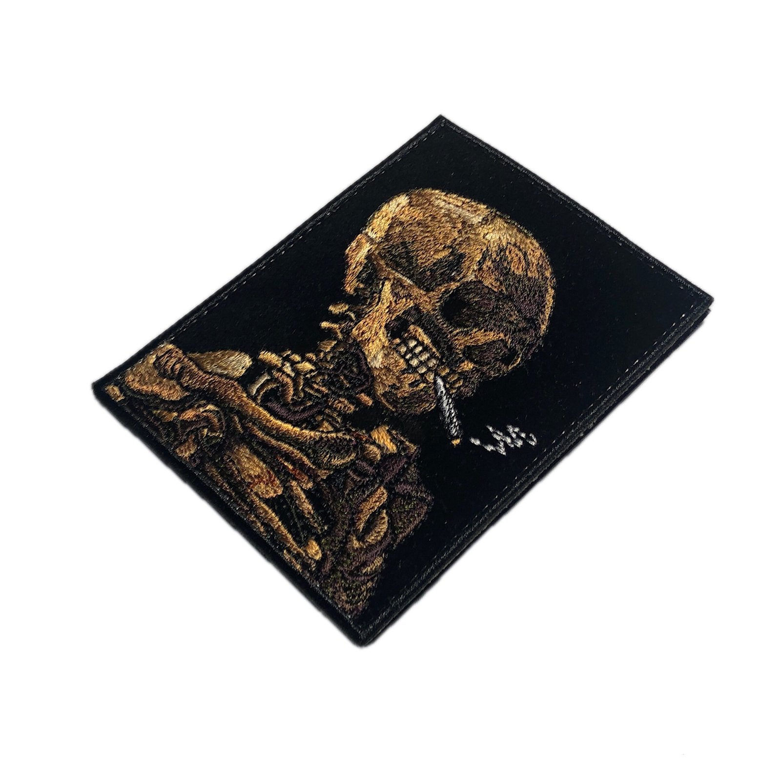 Van Gogh Skull Embroidered Patch: Artistic Morale Emblem, Skeleton with Burning Cigarette – Inspired by Dutch Painter’s Timeless Vision