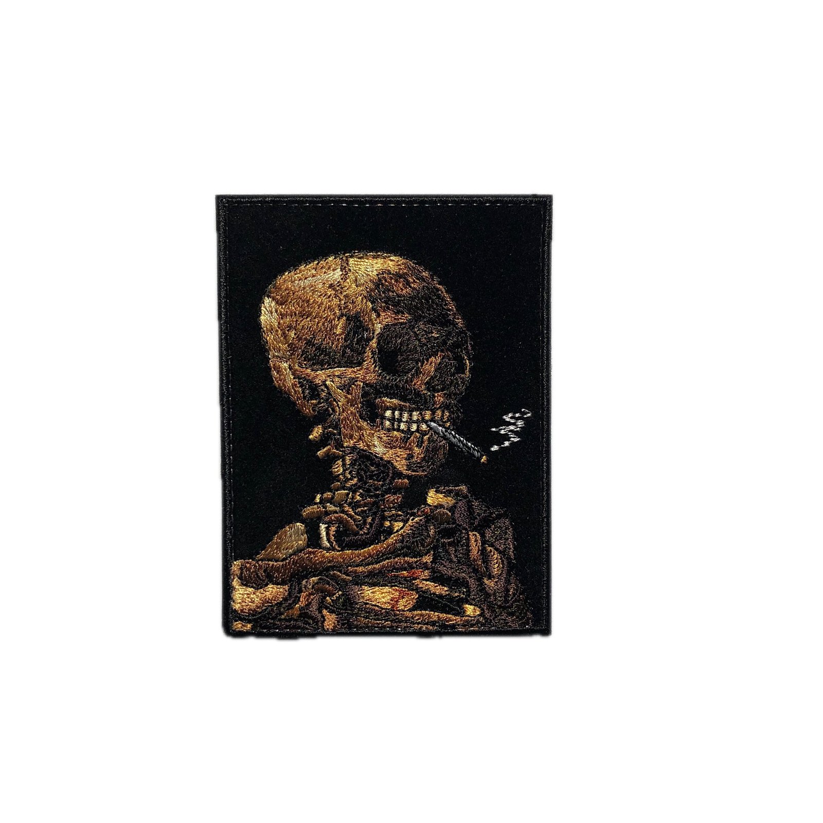 Van Gogh Skull Embroidered Patch: Artistic Morale Emblem, Skeleton with Burning Cigarette - Inspired by Dutch Painter's Timeless Vision - Image 4