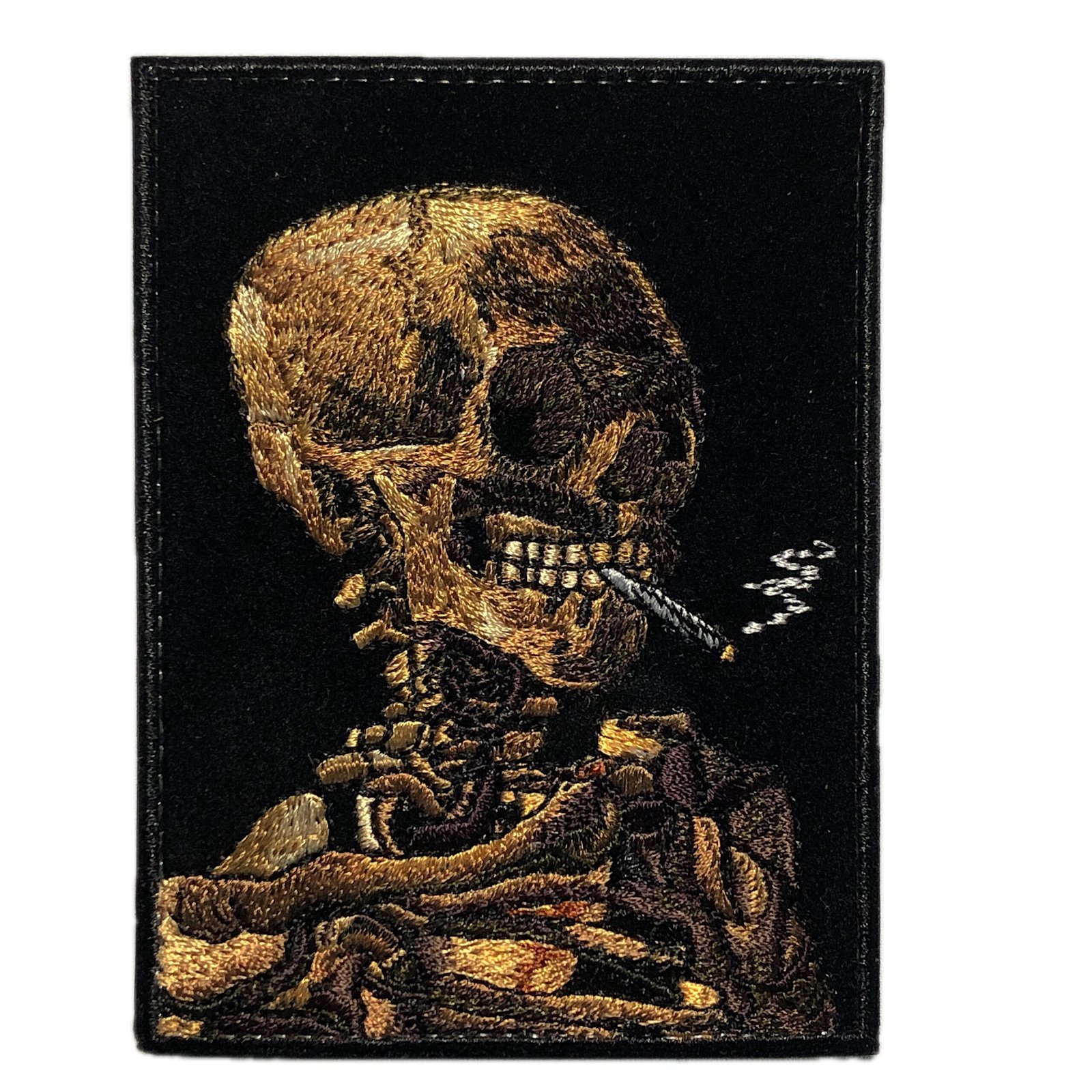 Van Gogh Skull Embroidered Patch: Artistic Morale Emblem, Skeleton with Burning Cigarette - Inspired by Dutch Painter's Timeless Vision - Image 5