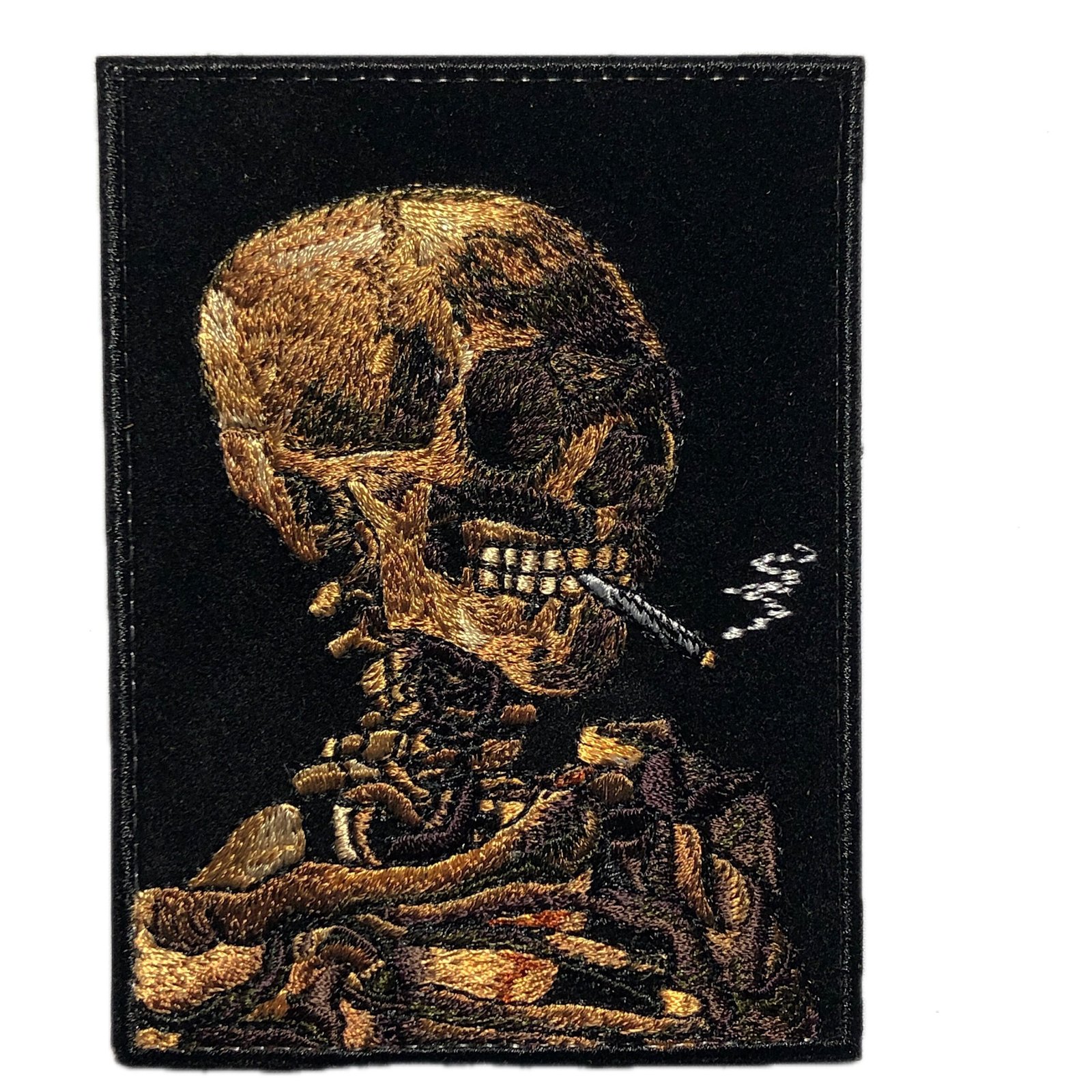 Van Gogh Skull Embroidered Patch: Artistic Morale Emblem, Skeleton with Burning Cigarette - Inspired by Dutch Painter's Timeless Vision - Image 7