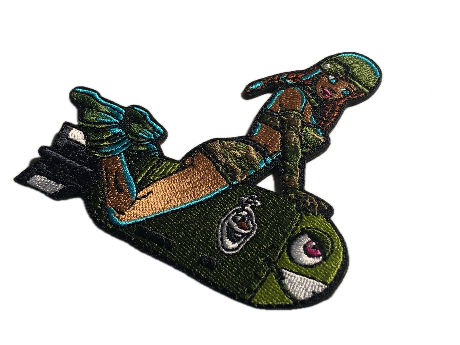 Sexy Girl Riding Bomb Pinup Bomber embroidery Army Patch Morale Airsoft Tactical Uniform Badge Bag Vest meme funny badge Olaf