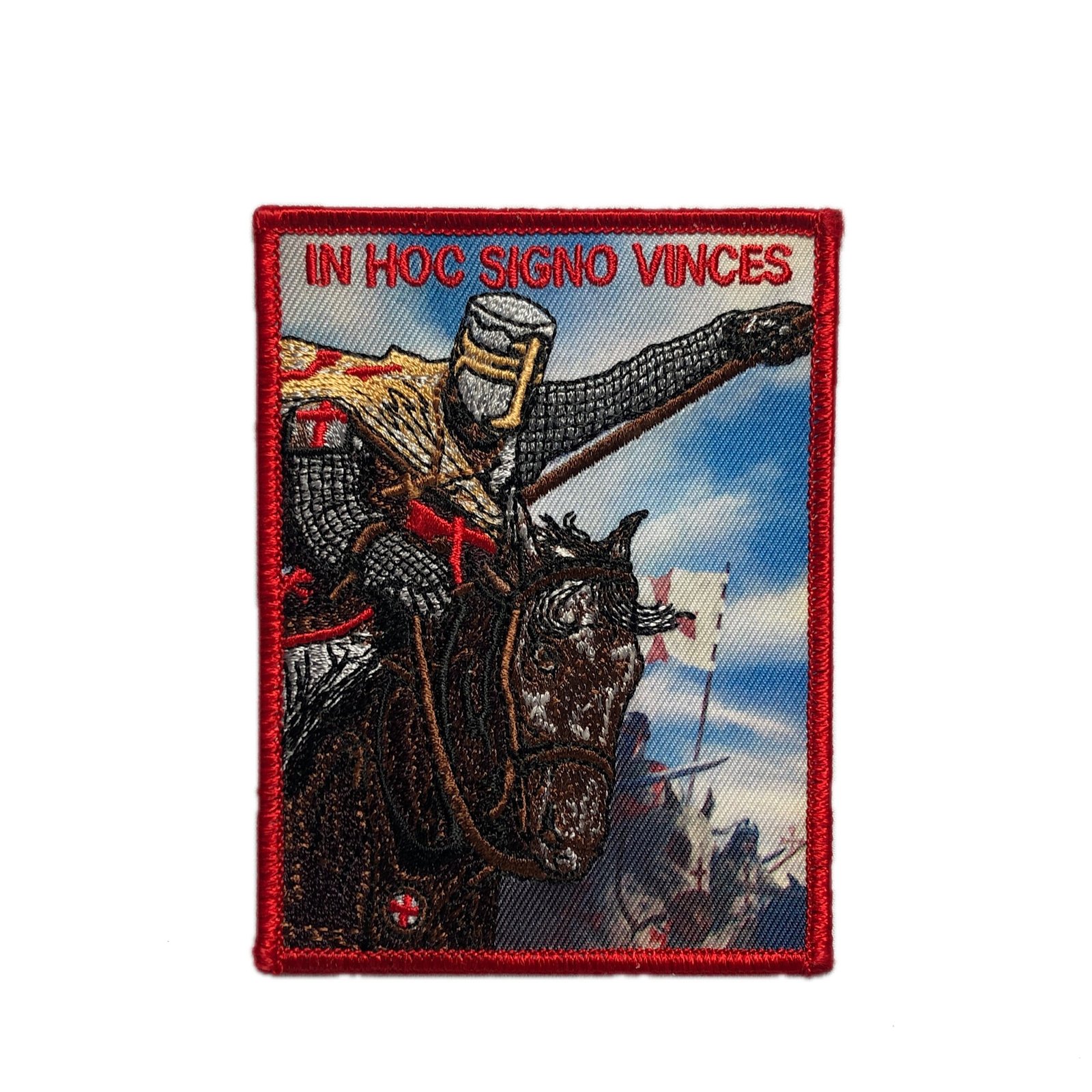 In HOC SIGNO VINCES Tactical Patch morale Crusader Templar Cross God Wills It Shield Christian Church In this sign thou shalt conquer