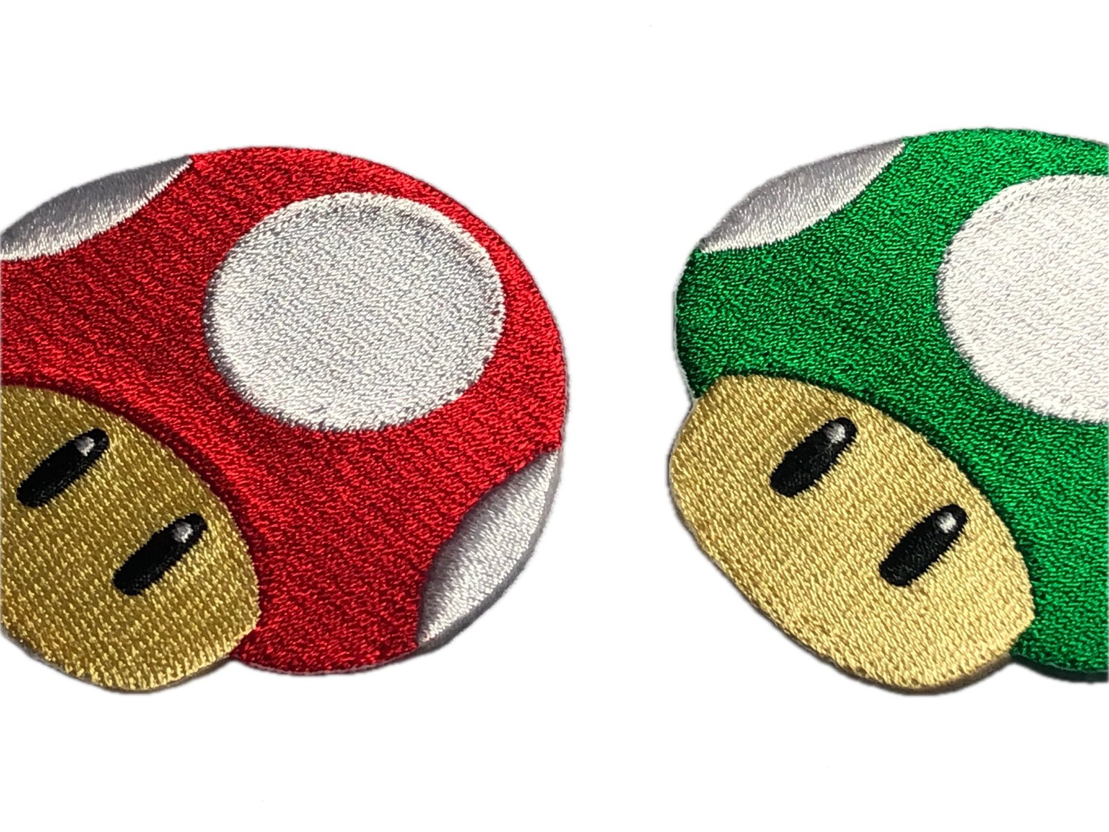 Mushroom Iron-On Patch - Embroidered Badge for Jackets - Applique with Hook and Loop - Power Up Mega Emblem