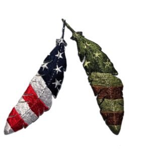 USA FEATHER QUILL Native American flag Tactical Patch Morale Army vest shoulder ifak bag patriot multicam soul stars