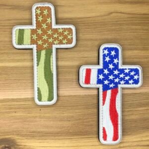 Embroidery Cross Christian Patch Morale Church American Flag waving Star and Stripes ifak tactical badge uniform bag vest multicam believe
