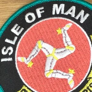 ISLE of MAN iron on patch morale The Isle of Man TT or Tourist Trophy bike racing vintage meme