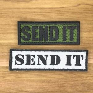 SEND IT Tactical Patch Morale Sniper  Funny Removable Emblem Green white gear hat vest bag