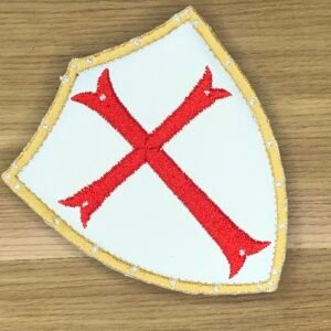 Crusader Templar 3d SHIELD KNIGHT Tactical keychain  Patch morale Cross God Wills It Christian Church conquer faux leather red white