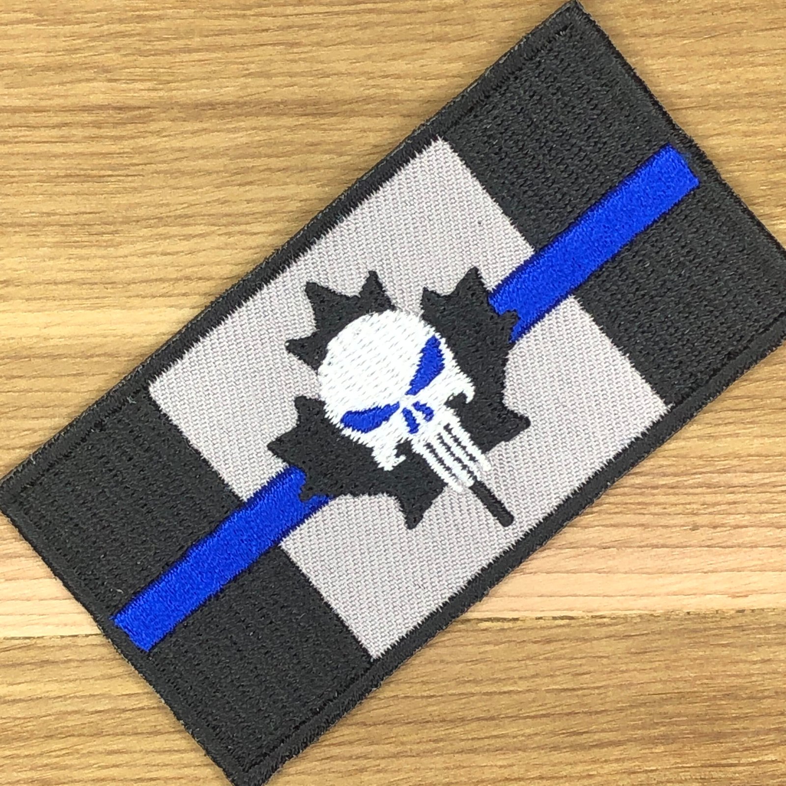 Canadian SKULL Spartan Punishe Flag Tactical Patch Morale Police Army blue line Maple TBL Firefighter Medic Paramedic Subdued mean eye law