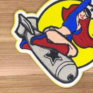 Sexy Girl Riding Bomb Pinup Bomber embroidery Army Patch Morale Airsoft Tactical Uniform Badge Bag Vest Airsoft meme funny badge black