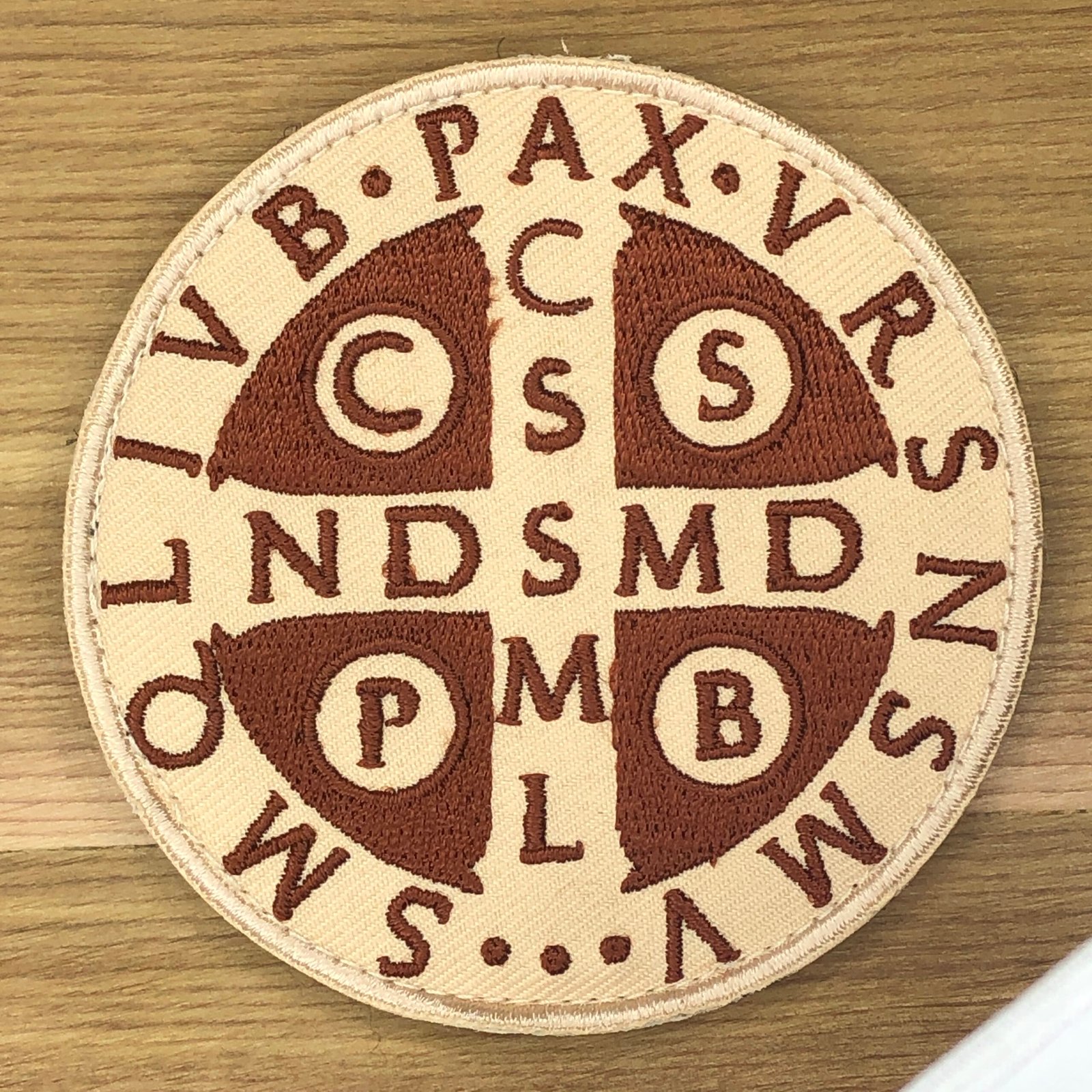 St. BENEDICT Medal Patch Of Nursia Roman Catholic Cross Exorcism Crusade Vade Retro Satana Saint Pax Peace Devil Chasing  Embroidery Church