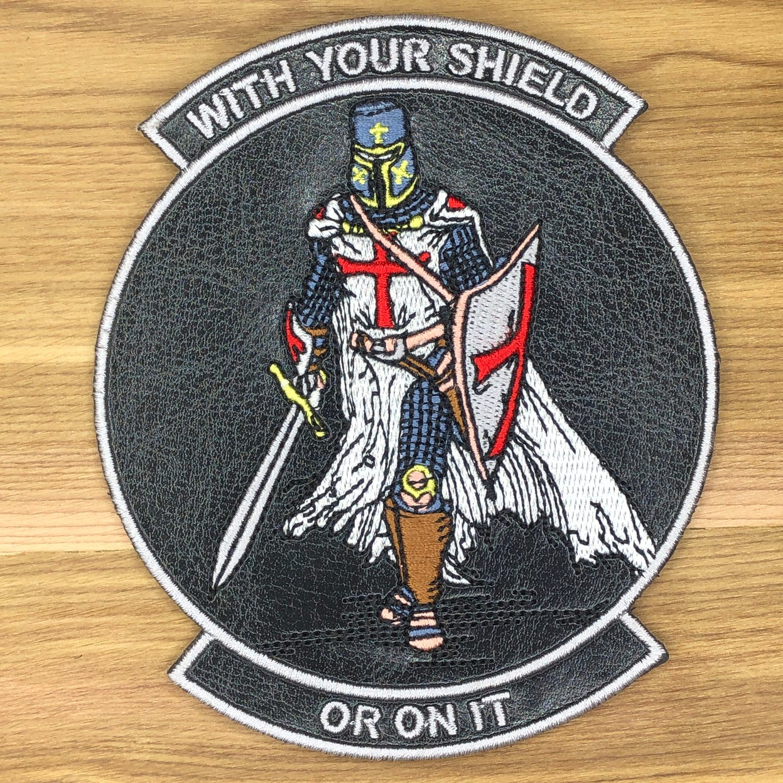 WITH YOUR SHIELD or on it Tactical Patch morale Crusader Templar Cross Wills It Shield Christian Church In this sign thou shalt conquer - Image 8